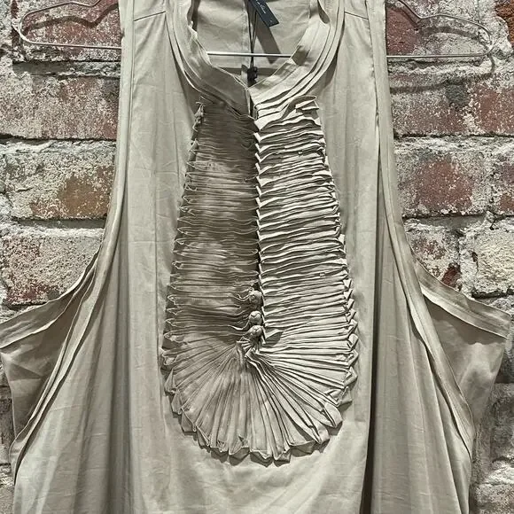 NEW BCBGMaxAzria‎ Pleated Front Panel Dress in Mocha Size Large - Picture 3 of 11